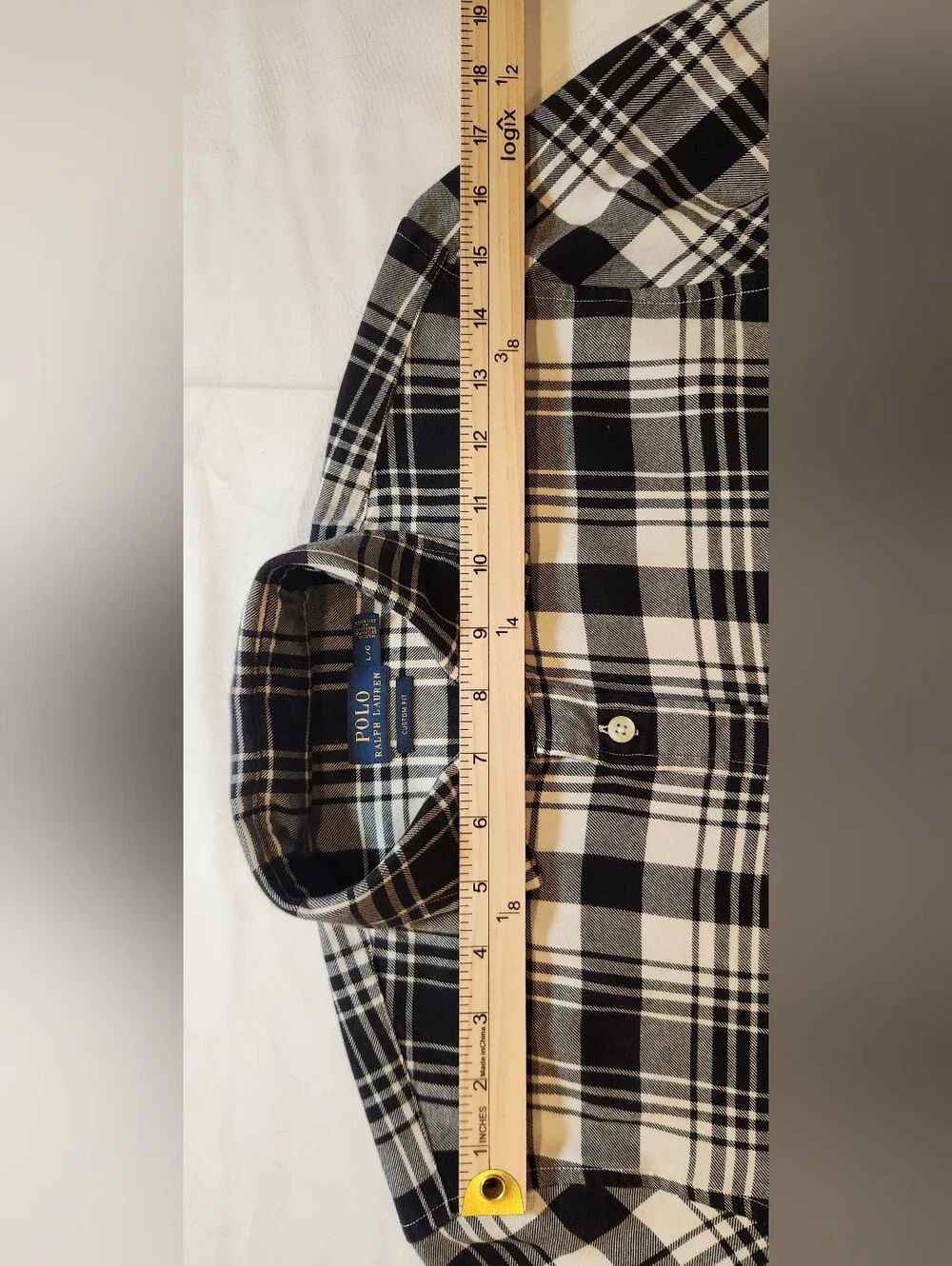 Polo Ralph Lauren Men's Custom Fit Plaid Button Shirt - Size L Black White Plaid